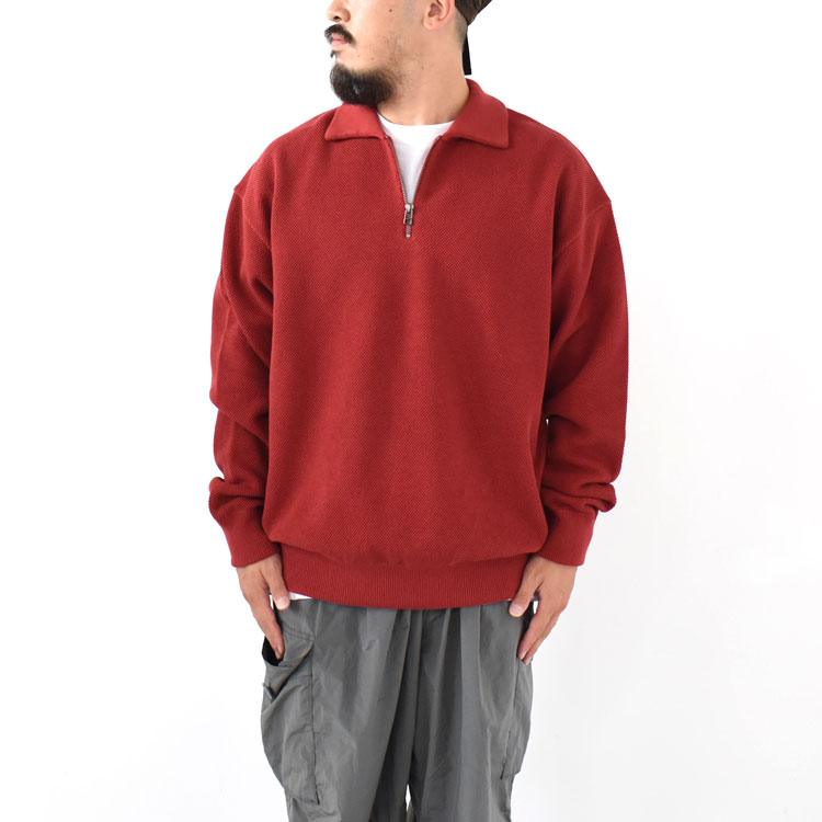 クレプスキュールcrepuscule Moss Stitch Half Zip Polo - ニット/セーター