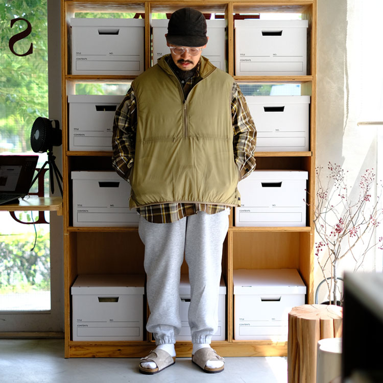 TECH REVERSIBLE PULLOVER PUFF VEST BEIGE - ベスト