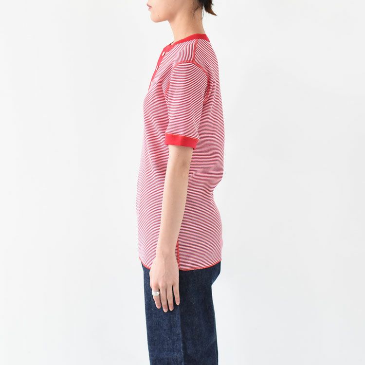 Healthknit(ヘルスニット)/ベーシックワッフルヘンリーネック半袖Tシャツ【ネコポス1点まで可能】