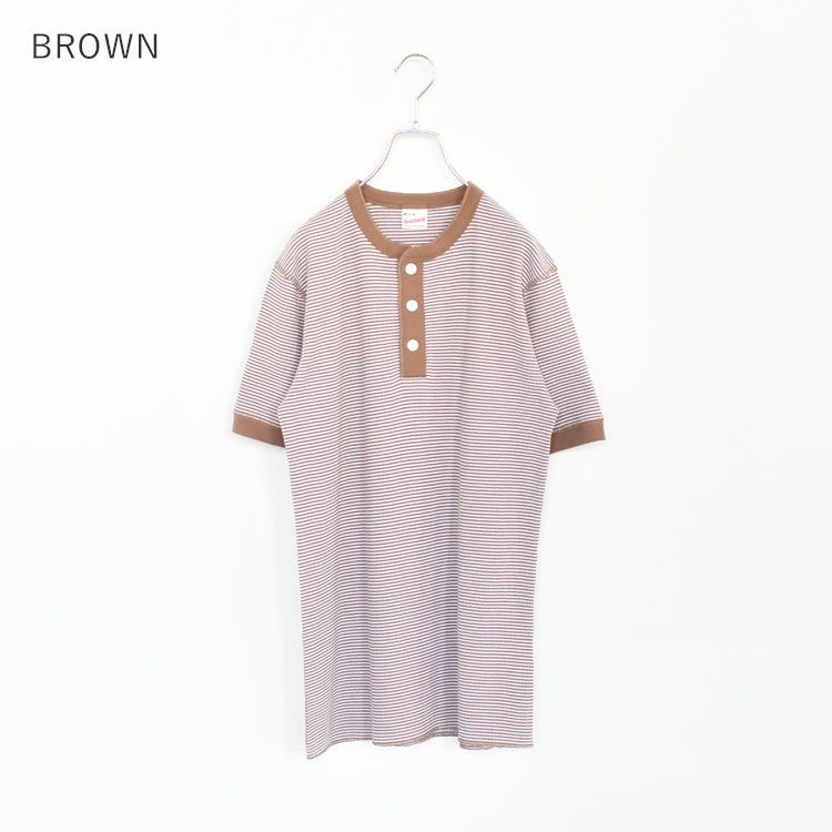 Healthknit(ヘルスニット)/ベーシックワッフルヘンリーネック半袖Tシャツ【ネコポス1点まで可能】