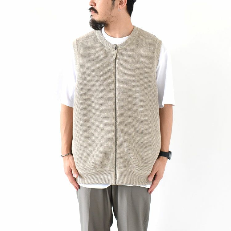 SALE 30％OFF】crepuscule(クレプスキュール)/Moss Stitch Zip Vest 