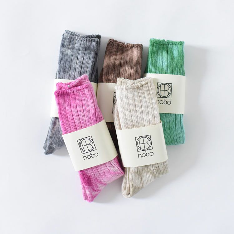 【SALE 10％OFF】TIE-DYED CREW SOCKS C/N/PU  タイダイクルーソックス【ネコポス2点まで可能】/hobo(ホーボー)【返品交換不可】 | BINGOYA