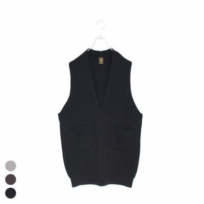 Women SOLID WOOL RIB V NECK BIG VEST ウールリブVネックビッグベスト