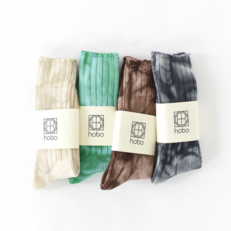 hobo(ホーボー)/TIE-DYED CREW SOCKS C/N/PUタイダイクルーソックス【ネコポス2点まで可能】