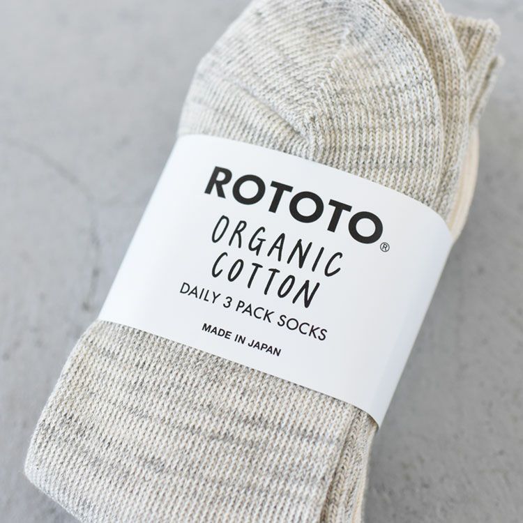 ROTOTO(ロトト)/ORGANIC DAILY 3 PACK RIBBED CREW SOCKS オーガニックデイリー3パックリブクルーソックス