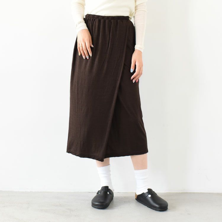 superfine merino plain-jersey drawstring-waist skirt ドローストリングウエストスカート