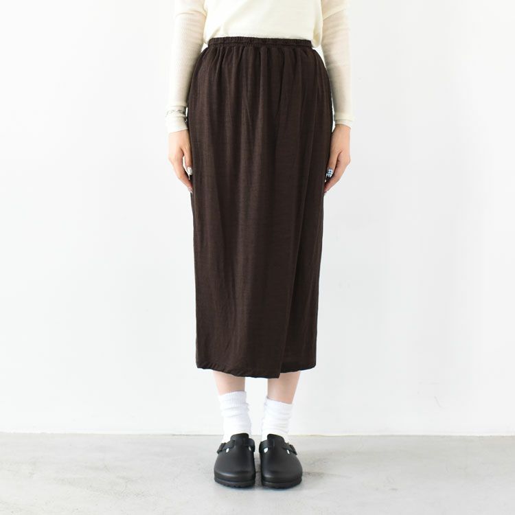 superfine merino plain-jersey drawstring-waist skirt ドローストリングウエストスカート