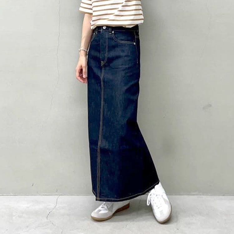 SALE 10％OFF】I LINE DENIM SKIRT Iラインデニムスカート/woadblue