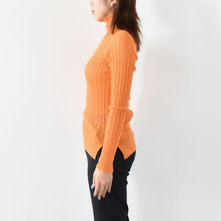 ribbed-knit highneck sweater リブニットハイネックセーター