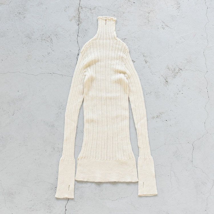 ribbed-knit highneck sweater リブニットハイネックセーター