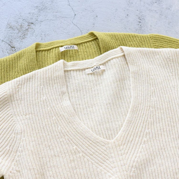 SALE 30％OFF】lambs wool ribbed-knit V neck sweater ラムウール