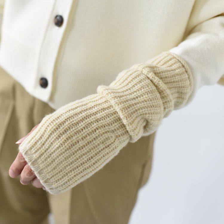 lambs wool ribbed-knit fingerless gloves ラムウールリブニットフィンガーレスグローブ