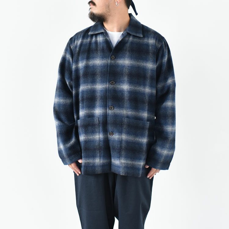 REC WOOL MIX FLANNEL EASY OVERJACKET  リサイクルウールミックスフランネルイージーオーバーシャツ