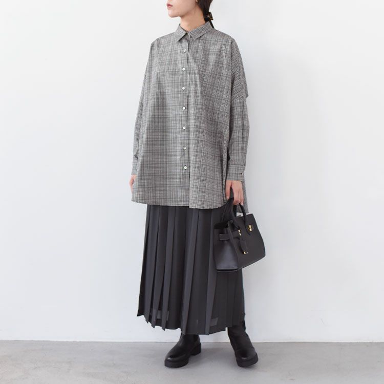 check print wide shirt チェックプリントワイドシャツ