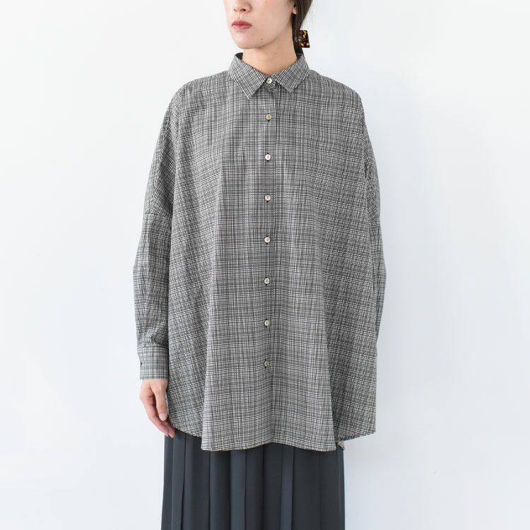 check print wide shirt チェックプリントワイドシャツ