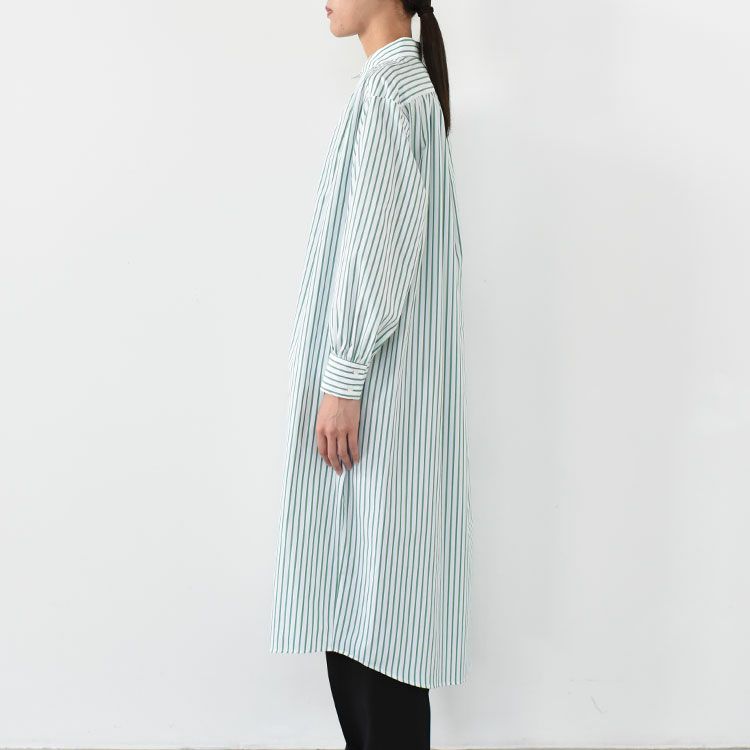 stripe gather shoulder wide one-piece ストライプギャザーショルダーワイドワンピース