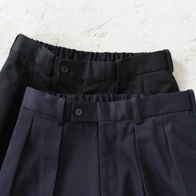 ORGANIC COTTON 30/2 TWILL DOUBLE PLEATED TROUSERS ダブルプリーツトラウザー