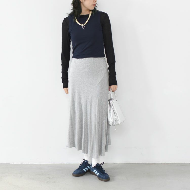 viscose & silk jersey flared midi skirt フレアミディスカート