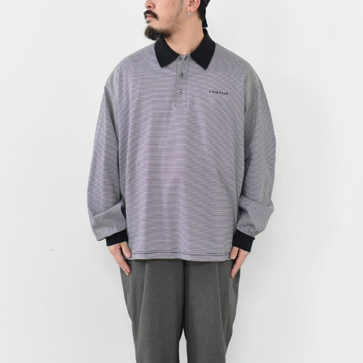 Narrow Striped L/S Polo Shirt ナローストライプロングスリーブポロシャツ/FARAH（ファーラー）