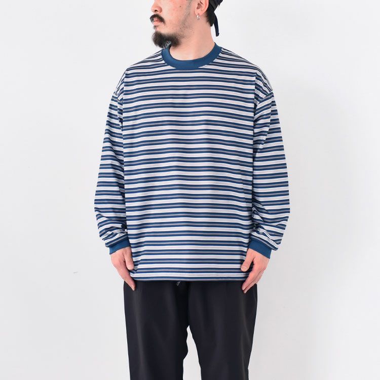 TECH DRAWSTRING MULTI BORDER L/S TEE テックドローストリングマルチボーダーロングスリーブT