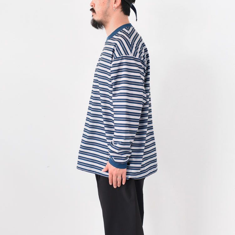 TECH DRAWSTRING MULTI BORDER L/S TEE テックドローストリングマルチボーダーロングスリーブT