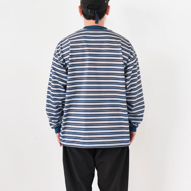 TECH DRAWSTRING MULTI BORDER L/S TEE テックドローストリングマルチボーダーロングスリーブT