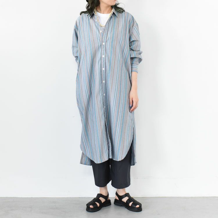 Button Down NP Striped Field Shirt Dress ボタンダウンNPストライプフィールドシャツドレス