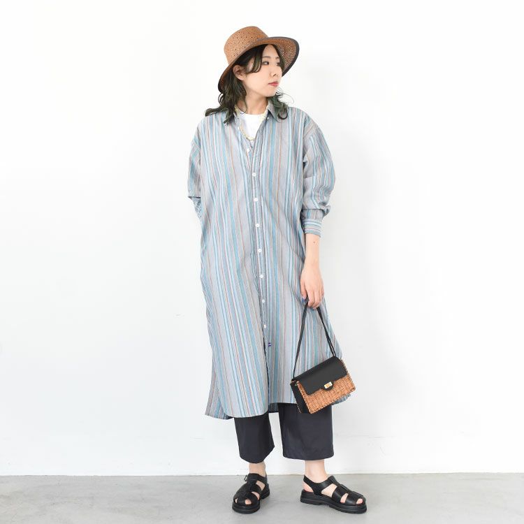 Button Down NP Striped Field Shirt Dress ボタンダウンNPストライプフィールドシャツドレス