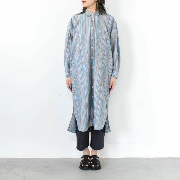 Button Down NP Striped Field Shirt Dress ボタンダウンNPストライプフィールドシャツドレス