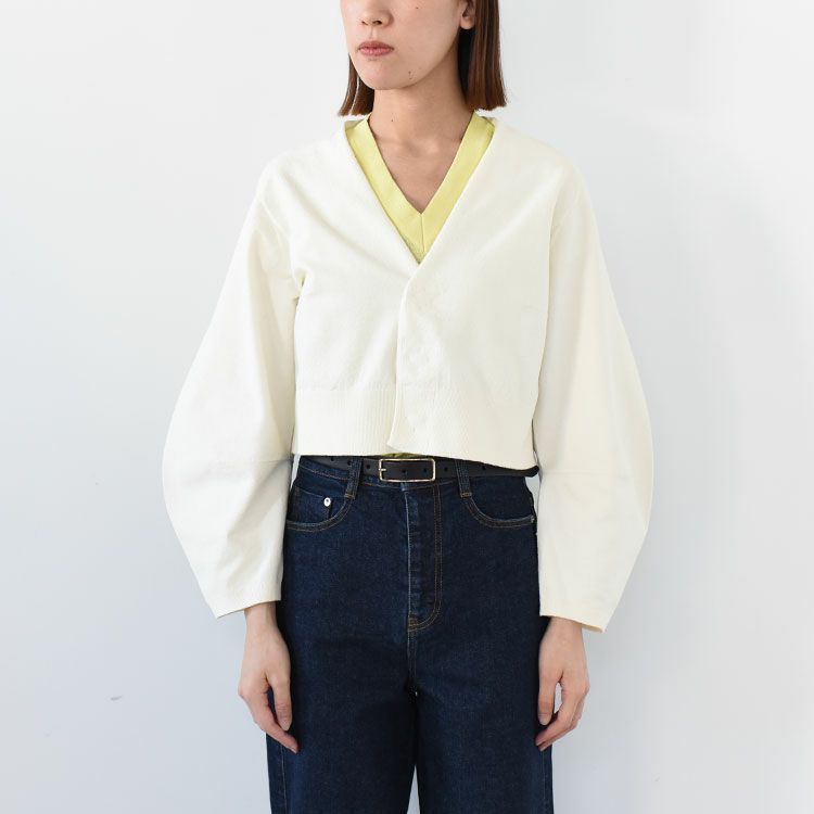 stretch organic cotton cropped cardigan ストレッチオーガニックコットンクロップドカーディガン