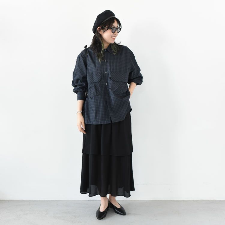 W's TECH SPORTS OPEN COLLAR SHIRT L/S PLAID ウィメンズテックスポーツオープンカラーシャツ