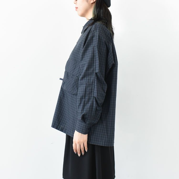 W's TECH SPORTS OPEN COLLAR SHIRT L/S PLAID ウィメンズテックスポーツオープンカラーシャツ