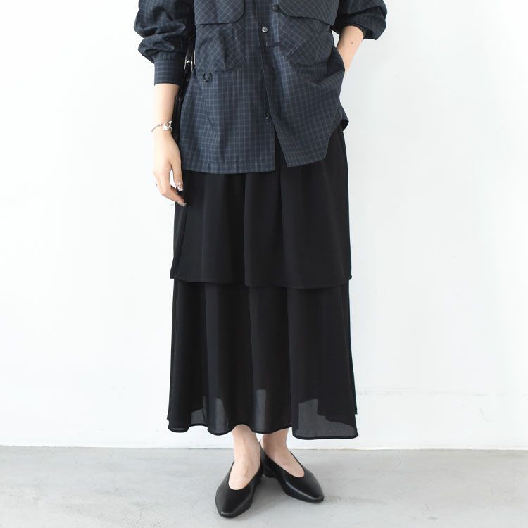 sheer gather double hem skirt シアーギャザーダブルヘムスカート