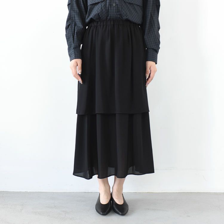 sheer gather double hem skirt シアーギャザーダブルヘムスカート