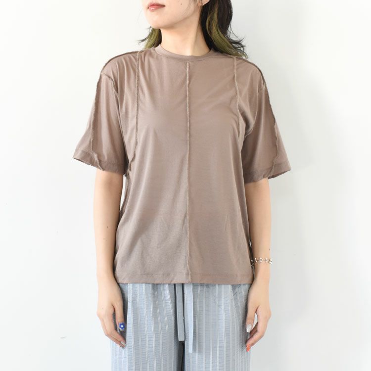 twisted cotton sheer jersey Tee with mohair-stitch ツイステッドコットンシアージャージーTシャツ