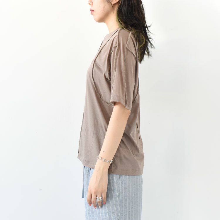 twisted cotton sheer jersey Tee with mohair-stitch ツイステッドコットンシアージャージーTシャツ