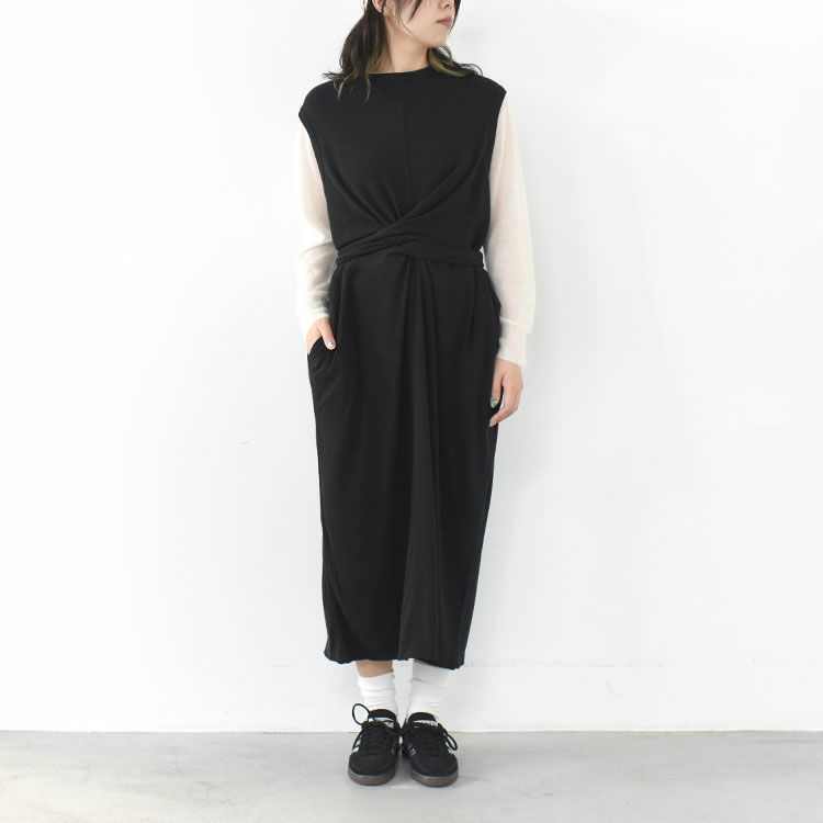 raw silk ribbed-jersey sleeveless dress スリーブレスドレス