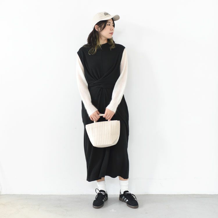 raw silk ribbed-jersey sleeveless dress スリーブレスドレス