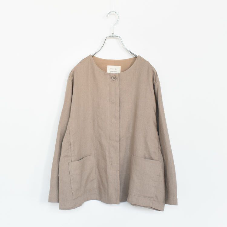 リネン太番手ムジノーカラージャケット