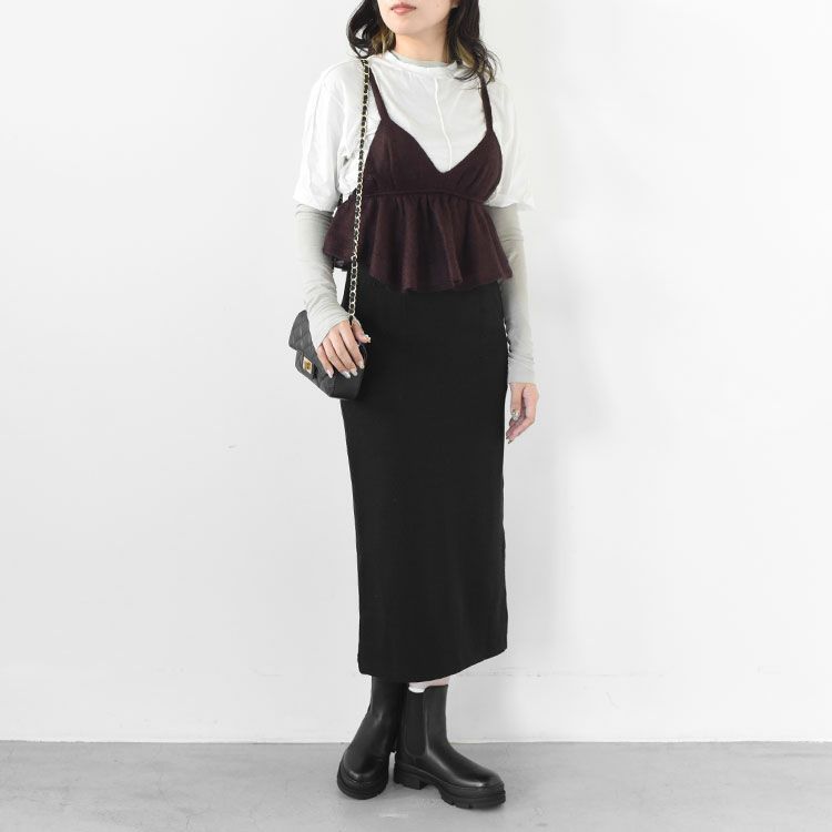 stretch raw silk ribbed-jersey pencil midi skirt ペンシルミディスカート