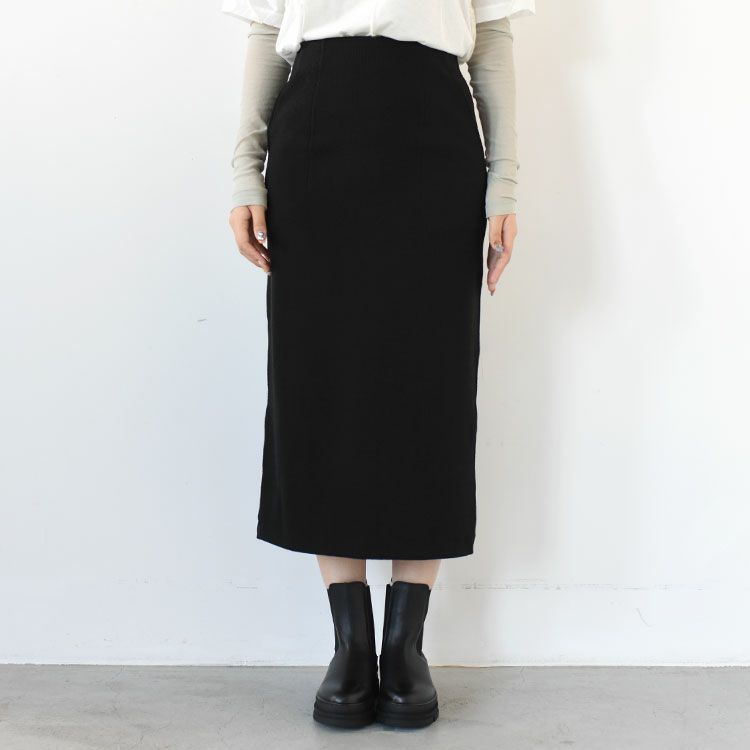 stretch raw silk ribbed-jersey pencil midi skirt ペンシルミディスカート