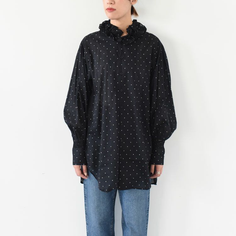 cotton frill collar dot shirts コットンフリルドットシャツ