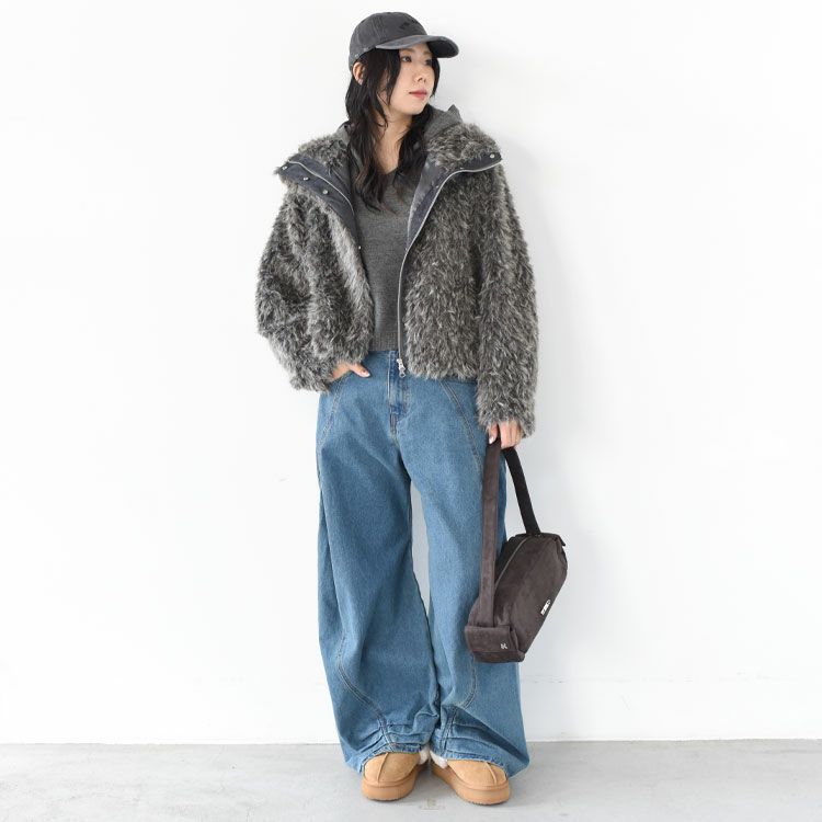 Cloudy Flatform Fur Slingback クラウディフラットフォーム ファー スリングバック