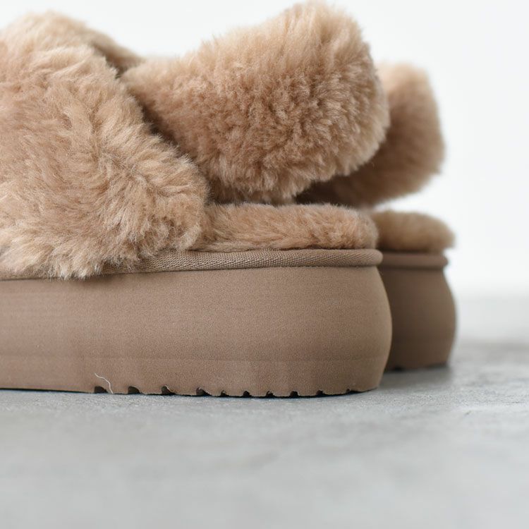 Cloudy Flatform Fur Slingback クラウディフラットフォーム ファー スリングバック