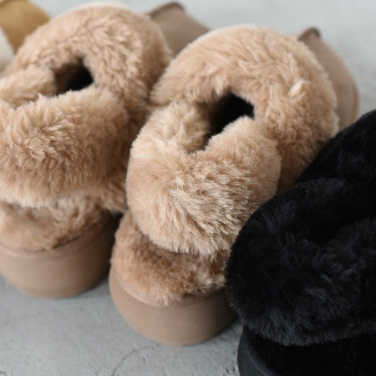 Cloudy Flatform Fur Slingback クラウディフラットフォーム ファー スリングバック