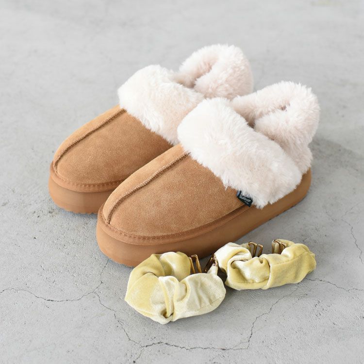 Cloudy Flatform Fur Slingback クラウディフラットフォーム ファー スリングバック