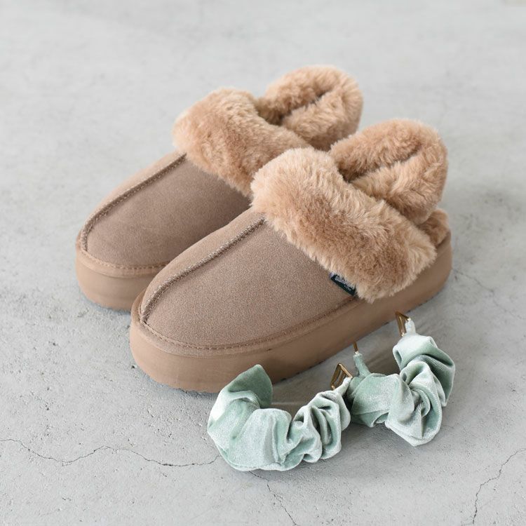 Cloudy Flatform Fur Slingback クラウディフラットフォーム ファー スリングバック