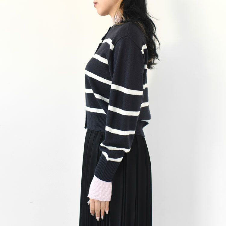 border knit short cardigan ボーダーニットショートカーディガン