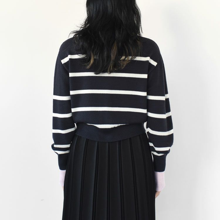 border knit short cardigan ボーダーニットショートカーディガン