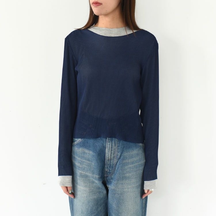 pleats crew neck P/O プリーツクルーネックプルオーバー